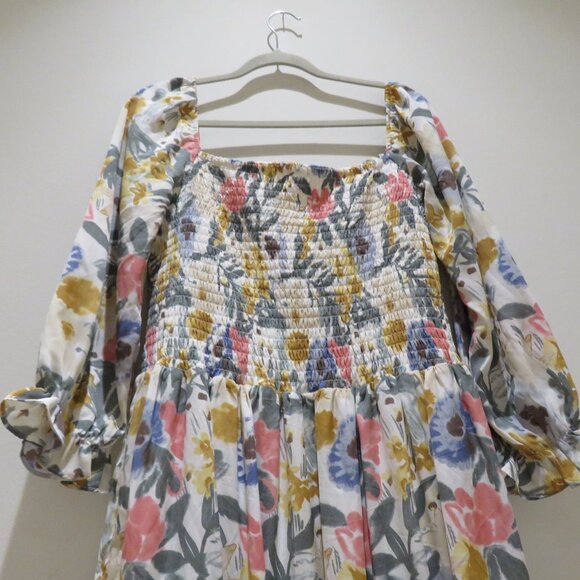 BALTIC BORN Marta Smocked Midi Dress in Multi Floral Cottage Boho Trad Wife XL - Picture 10 of 14